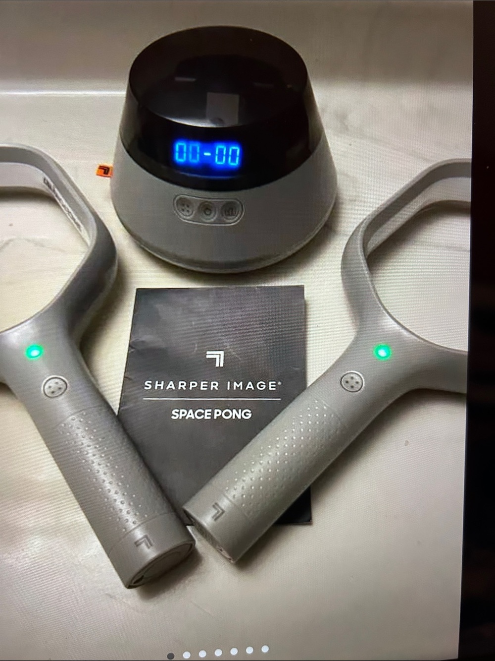 Sharper Image Space Pong Electronic Game Set - Gray & Blue LED